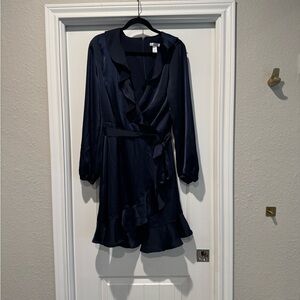 London Times Navy Long Sleeve Dress